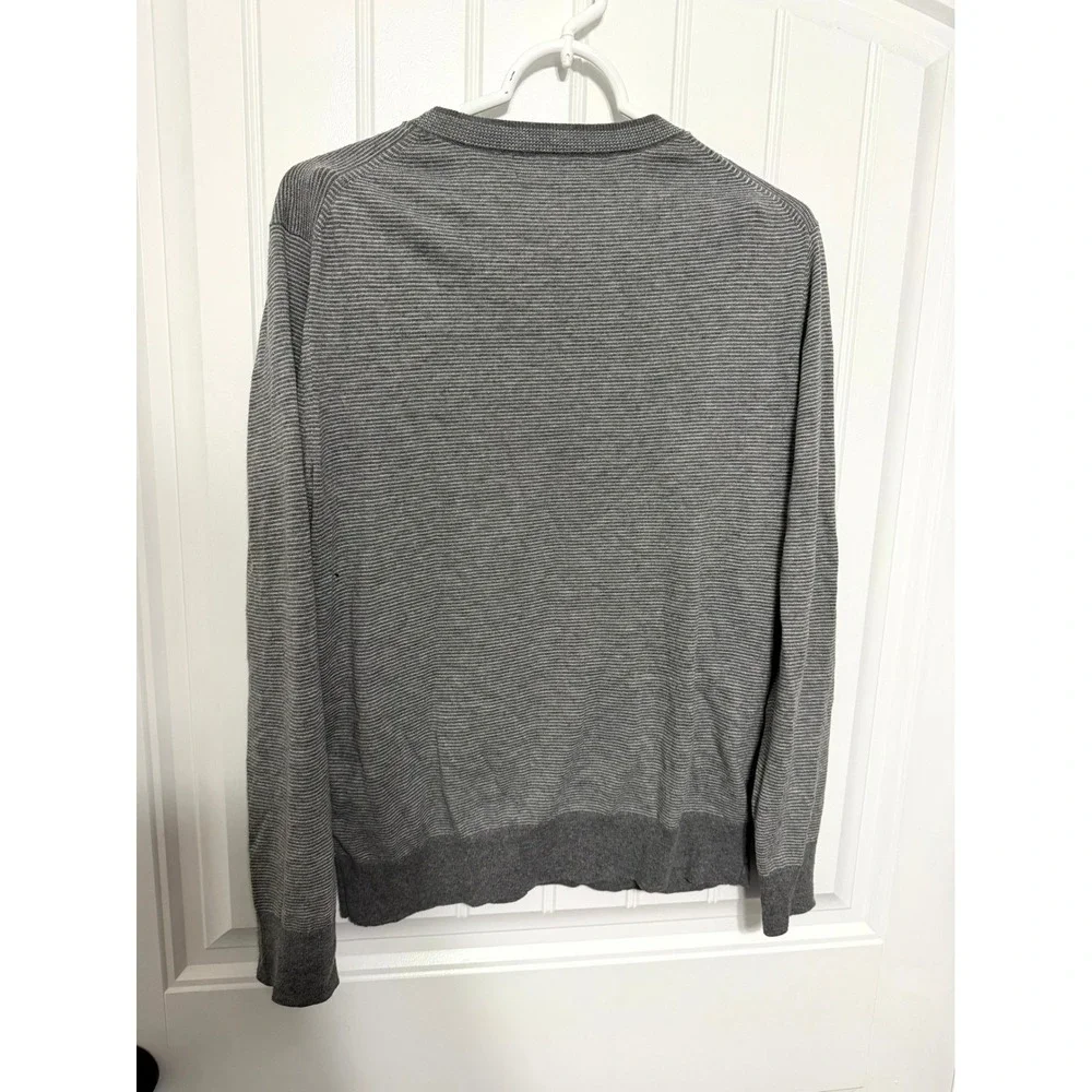 Banana Republic Eco Sweater Mens M Grey Micro Stripe Crewneck Long Sleeve Knit